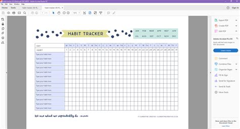 Printable Editable Habit Tracker Type In Your Text