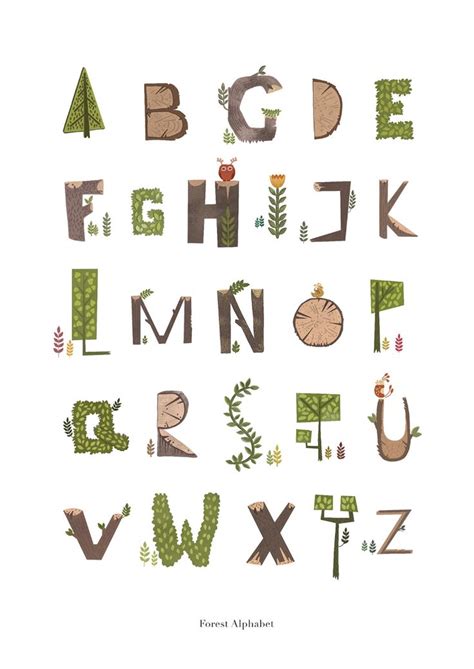 Forest Alphabet Typography Alphabet Nature Font Lettering Alphabet