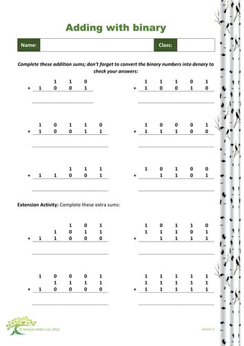 Binary Worksheets Teaching Resources