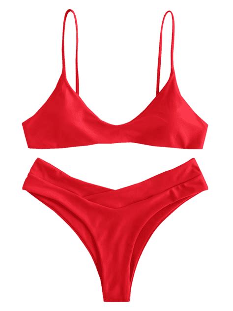 Slip High Leg Bikini Set Lava Red L High Leg Bikini Bikini Set