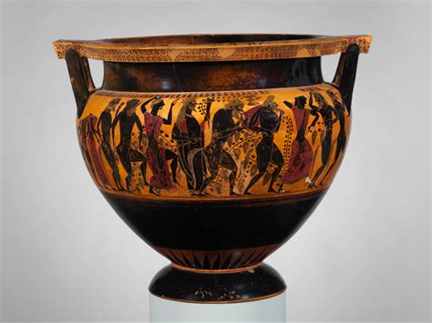 Attributed To Lydos Terracotta Column Krater Bowl For Mixing Wine And Water Greek Attic