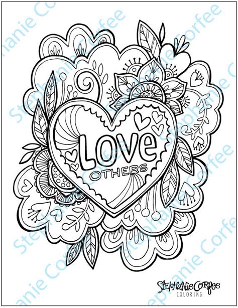 Love Others Coloring Page Instant Digital By Stephaniecorfee
