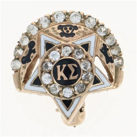 Kappa Sigma Fraternity Badge 10k Yellow Gold White Gem