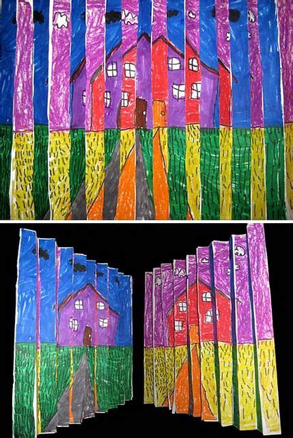 2nd Grade Op Art Landscape Elementary Art Projects Elementary Art