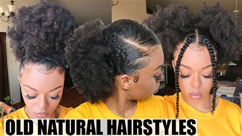 3 Easy Natural Hairstyles On Old Natural Hair Youtube