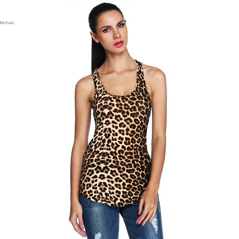 2017 Sexy Women O Neck Leopard Slim Tank Tops Summer Style Sleeveless