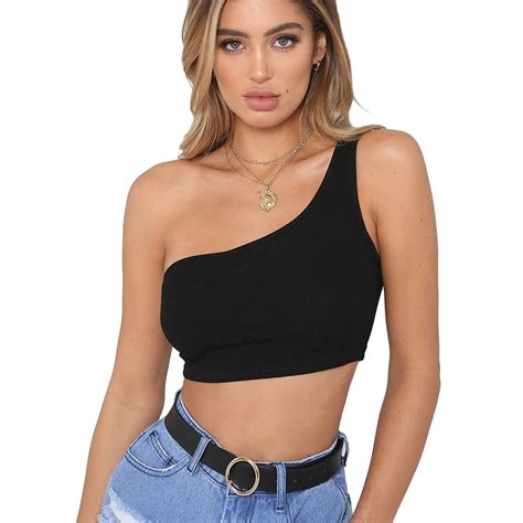 Sexy Cold Shoulder Camisole Tank Top Femal Knitted Crop Top Women Tops