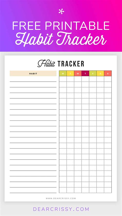 Free Printable Habit Tracker Printable Templates