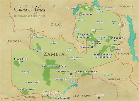 Zambia Safari Map Chalo Africa