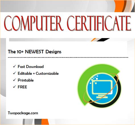 Amazing Computer Certificate Template Word Free Download 2021 Ideas