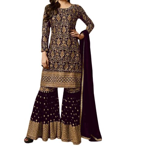 Buy Salwar Soul Drashti Dhami Purple Georgette Sharara Style Palazzo Suit Online ₹2399 From