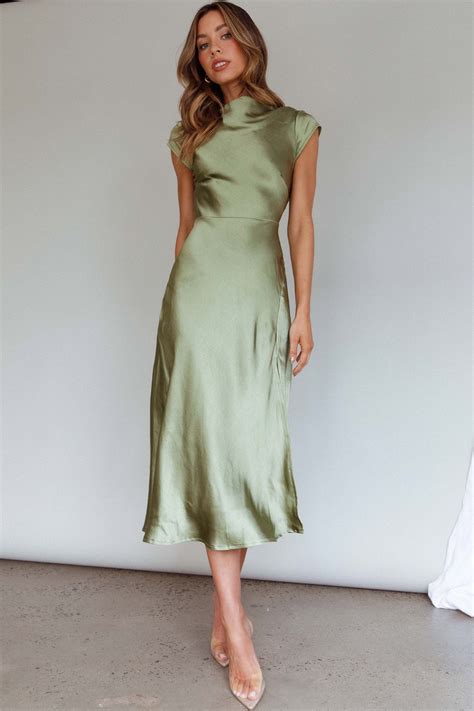 Shop The Lucinda Twist Back Midi Dress Olive Selfie Leslie Australia