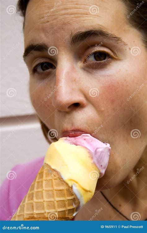 Full Mouth Ice Cream Stock Image Image 965911
