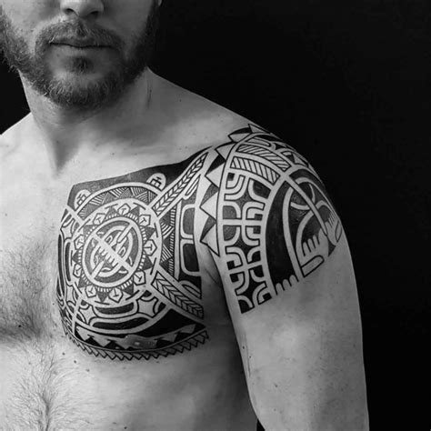 Polynesian Chest Tattoo To Shoulder Best Tattoo Ideas