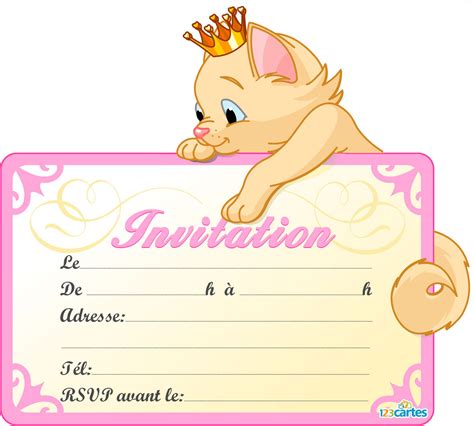 Carton invitation anniversaire licorne (8). Carte d'invitation anniversaire chat a imprimer - Jlfavero
