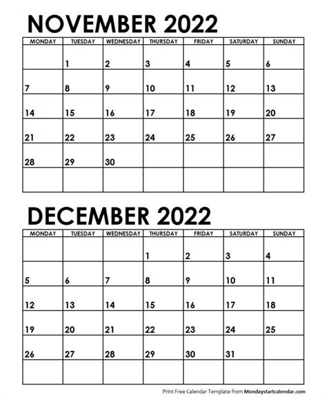Calendar November December January 2022 Calendar Template 2022