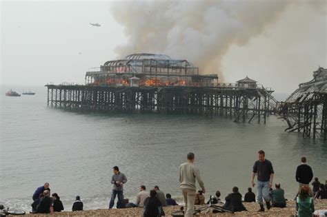 Brightons West Pier Burning Brighton Beach Brighton And Hove Life