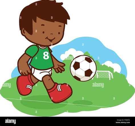Little Boy Playing Soccer Stock Vector Image And Art Alamy