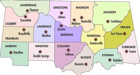 North Alabama County Map Cities And Towns Map