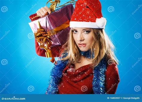 Het Kwade Meisje Van Kerstmis Stock Afbeelding Image Of Gouden Greep