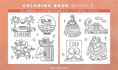 Descarga Vector De Páginas De Diseño De Libros Para Colorear De América