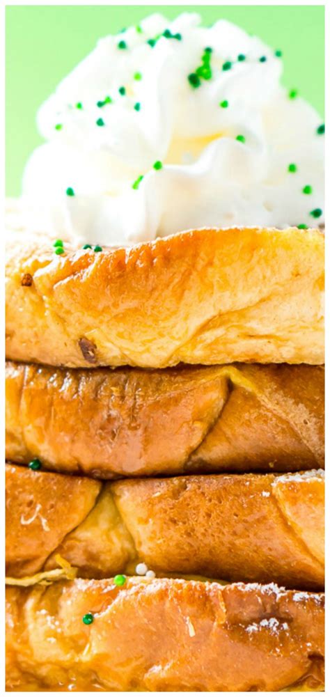 French toast is a dish of bread soaked in eggs then fried. Irish Cream French Toast ~ Delicious slices of brioche ...