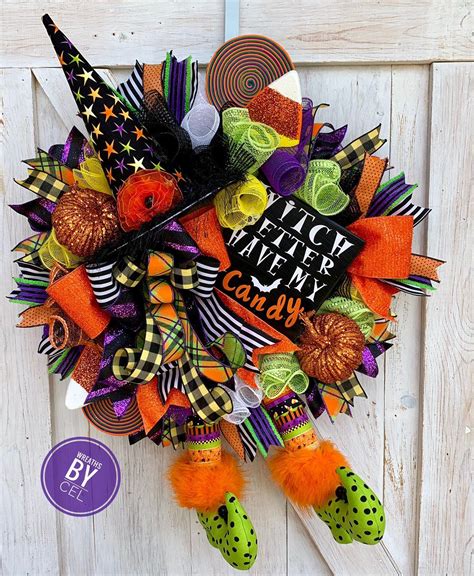 Halloween Wreaths for front door Witch Wreath Kid friendly | Etsy ...