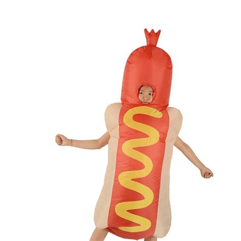 Adult Inflatable Hot Dog Costume Novelty Halloween Party Dressup Outfit