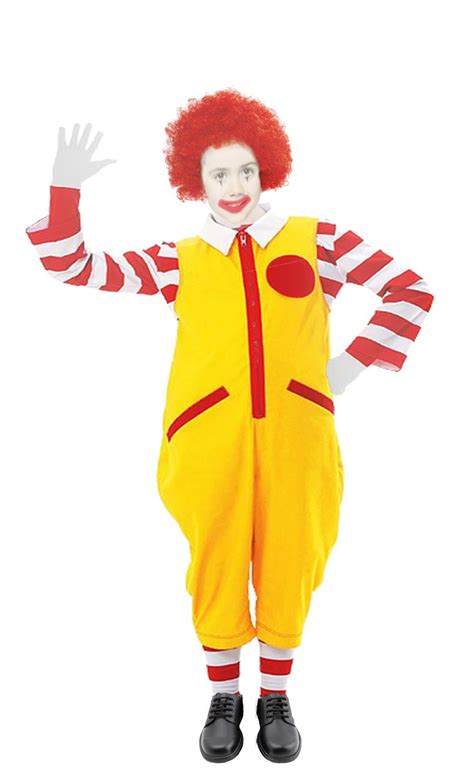Childs Age 10 12 Ronald Clown Mcdonald Costume Fast Food Fancy Dress Ebay