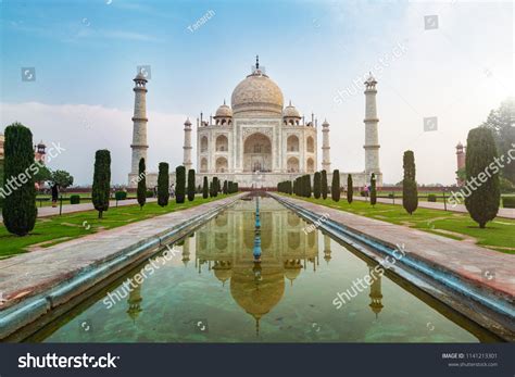 Taj Mahal Front View Reflected On Stock Photo 1141213301 Shutterstock
