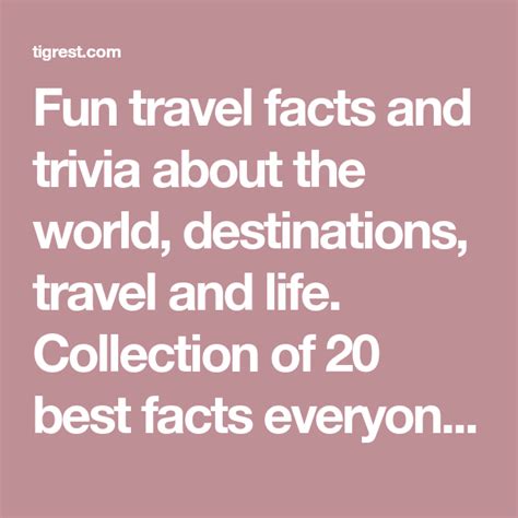 20 Travel Facts You Didnt Know About Travel Facts Travel Fun Facts