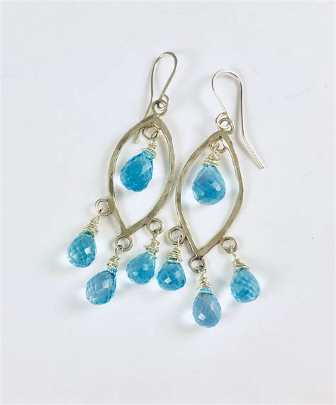 Blue Topaz Chandelier Earrings By Bybella On Etsy Chandelier Earrings