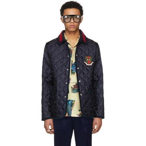 Gucci Blue Bee Quilted Jacket Gucci