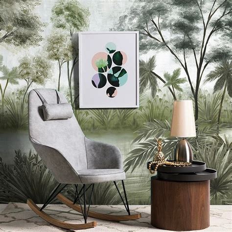 Custom Mural Wallpaper Tropical Rainforest Green Plants Bvm Home