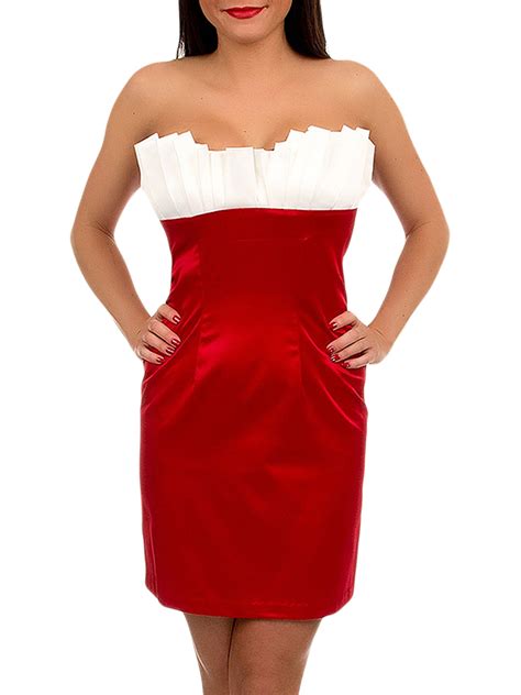 Satin Strapless Dress With Ruffle Bust Ebay