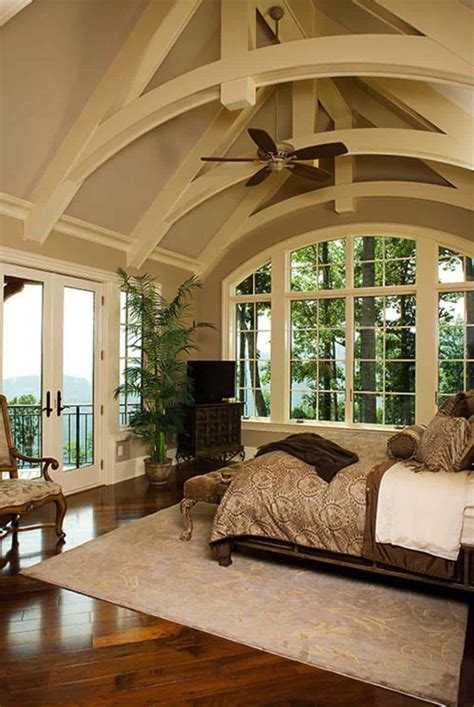 You can even mount a ceiling fan to the middle of your ceiling. 33 Stunning master bedroom retreats with vaulted ceilings