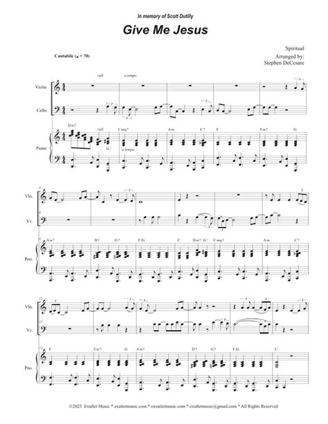 Give Me Jesus Duet For Violin And Cello Sheet Music Stephen