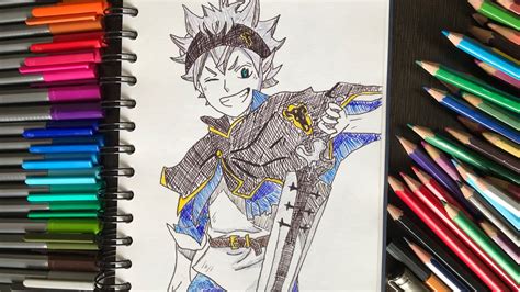 How To Draw Asta Black Clover Anime Speed Drawing Youtube