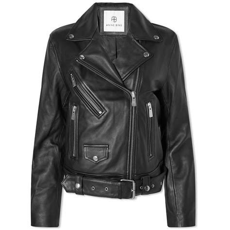 Anine Bing Benjamin Moto Leather Jacket Black End