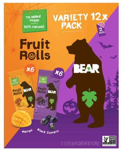 Bear Halloween Pack Mango And Black Currant Fruit Rolls 12 Ct 7 Oz
