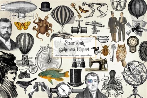 Steampunk Ephemera Clipart Graphic By Digital Curio · Creative Fabrica