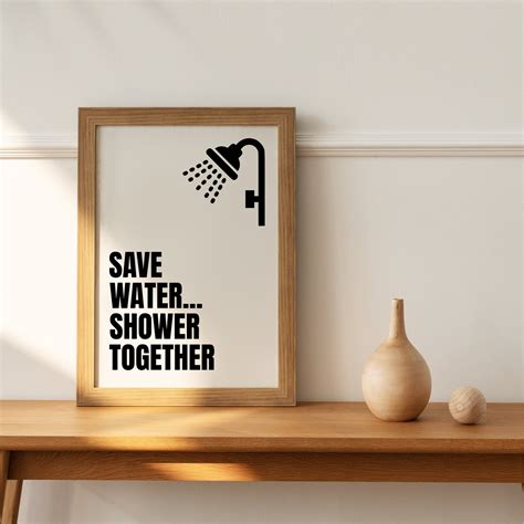 Save Water Shower Together Fun Bathroom Toilet Print Etsy