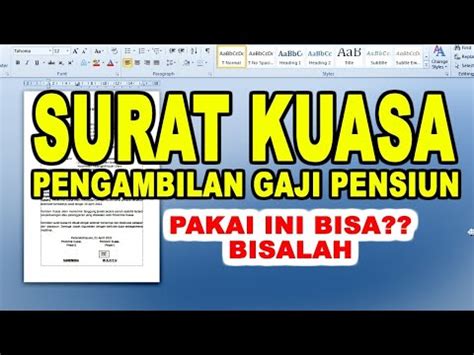 Contoh Surat Kuasa Surat Kuasa Pengambilan Gaji Dana Pensiunan Ke Bank Cara Membuat Surat