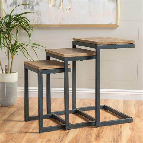 Noble House Deena Firwood Antique Nesting Tables