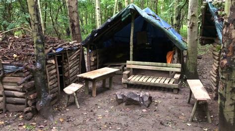 Bushcraft Camp 40 Shelter Builds And Handmade Furniture Youtube