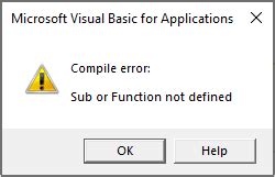 Compile error sub or function not defined как исправить