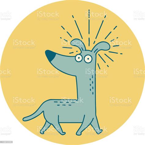Icon Of Tattoo Style Surprised Dog Stock Illustration Download Image