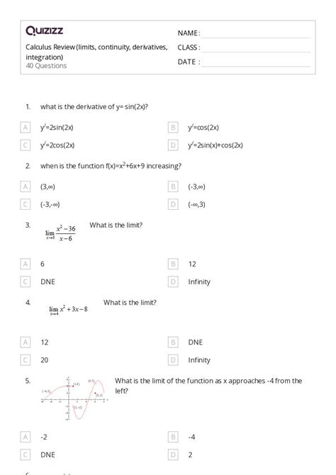 50 Calculus Worksheets On Quizizz Free And Printable