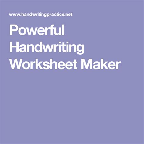 Handwriting Maker Worksheets Kidsworksheetfun