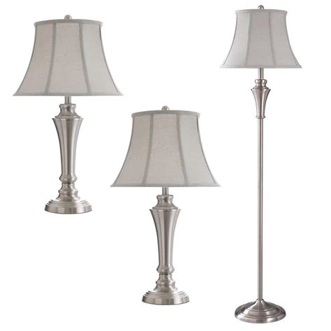 Modern, traditional, eclectic, rustic, glam, farmhouse, country StyleCraft 61 in. Brushed Nickel Lamp Set (3-Piece ...